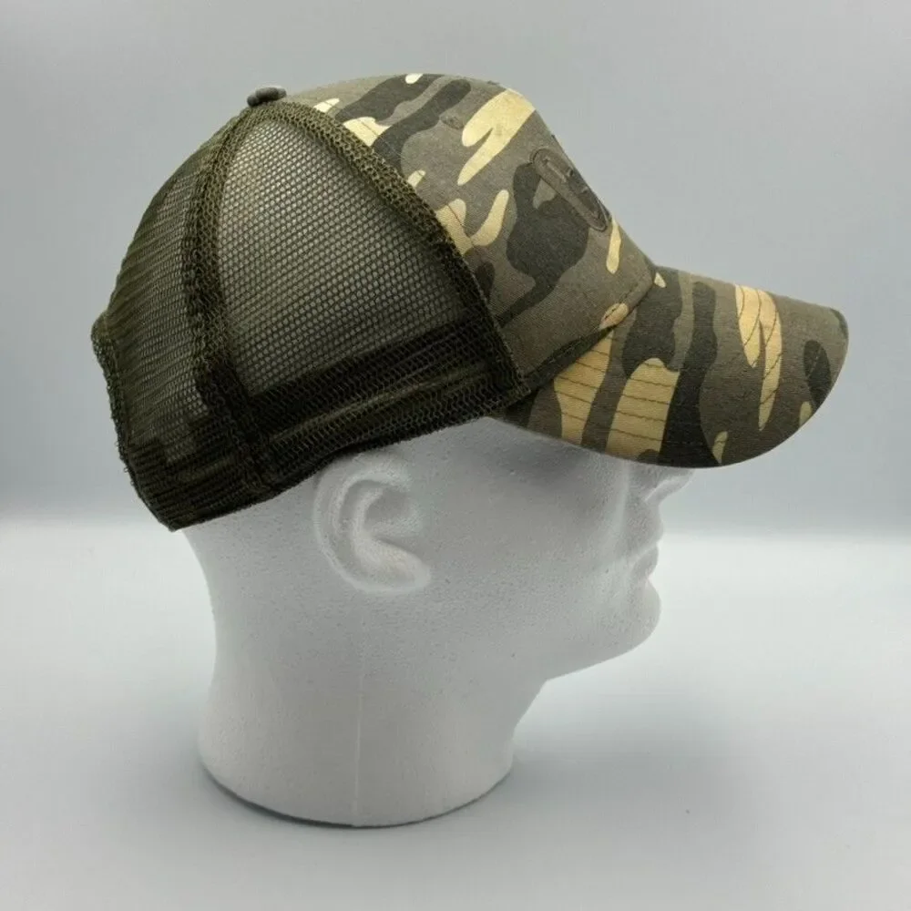 CAT Caterpillar Mens Green Camo Mesh Back Trucker Hat Snapback Adjustable Cap